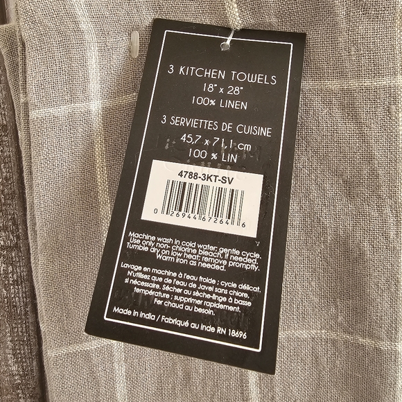 Madison Studio 100% Linen Kitchen Towel Set of 3 - Picture 6 of 7